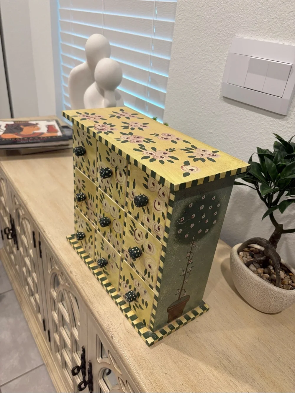 Custom Hand-Painted Floral Jewelry Drawer Organizer Box
